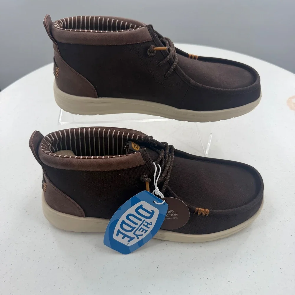 Hey Dude Wally Mid Gripr Classic Mole Brown Mens Shoes 42051-2IV Size 10